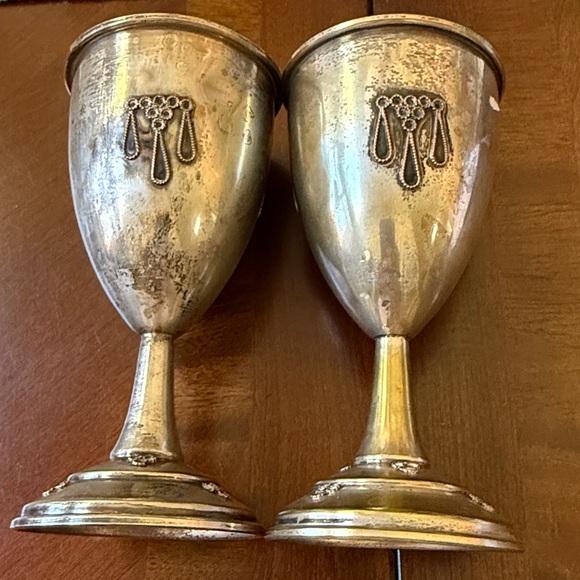 Vintage set of 2 Dugma made in Israel silver plate kiddush footed cups goblets - Picture 7 of 10